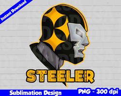 Steelers Png, Football mascot, steelers t-shirt design PNG for sublimation, mexican wrestler style