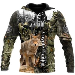 Coyote Hunting Camo Over Printed Unisex Deluxe Hoodie ML
