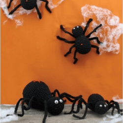 Spiders in Lily Sugar 'n Cream Solids Crochet pattern, digital file PDF, digital pattern PDF, Crochet pattern