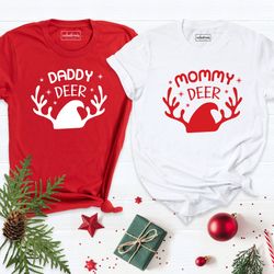 Christmas Family Deer Shirts, Mommy Deer  Daddy Deer Matching Shirts