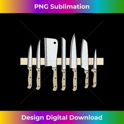 chef knife t kitchen knives on knife holder strip bar - artisanal sublimation png file - immerse in creativity with every design