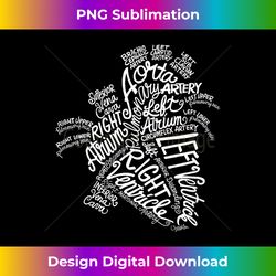 Anatomical Heart White Word Cloud Art Medical Design - Artisanal Sublimation PNG File - Access the Spectrum of Sublimation Artistry