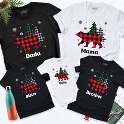 Matching Family Bear Christmas Shirt, Custom Family Christmas Shirt, Personalized Tree Christmas Couple Tee, Family Matc