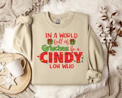 Whimsical Cindy Lou Who Inspired Sweatshirt - Holiday Apparel, Cozy Cindy Lou Who Costume Sweatshirt - Christmas Party A