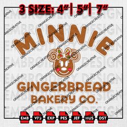 Gingerbread and Co Minnie Embroidery files, Christmas Emb Designs, Disney Machine Embroidery File, Digital Download