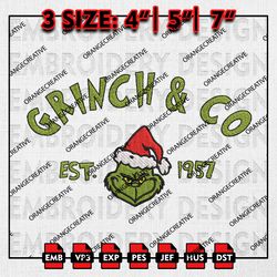 Santa Grinch And Co Est Embroidery files, Christmas Emb Designs, Grinch Machine Embroidery File, Digital Download