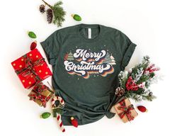 Vintage Merry Christmas Shirt,Merry Christmas Shirt,Christmas T shirt, Christmas Family Shirt,Christmas Gift,70s Style M