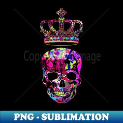 Graffiti sugar skull with crown - PNG Transparent Sublimation File - Transform Your Sublimation Creations