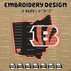 Cincinnati Bengals Embroidery Pattern, Cincinnati Bengals Embroidery Designs, NFL Logo Embroidery Files