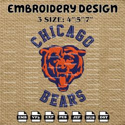 Chicago Bears Embroidery Pattern, Chicago Bears Embroidery Designs, NFL Logo Embroidery Files