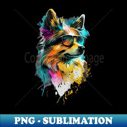 Colourful cool Pomeranian dog with sunglasses - PNG Transparent Digital Download File for Sublimation - Bold & Eye-catching