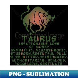 Other Side Of The Zodiac  Taurus - Instant Sublimation Digital Download - Vibrant and Eye-Catching Typography