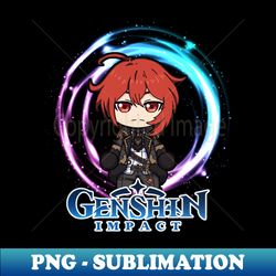 Genshin Impact x Diluc Chibi - Modern Sublimation PNG File - Enhance Your Apparel with Stunning Detail
