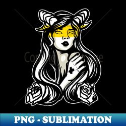 Yellow Horn Girl - Instant PNG Sublimation Download - Perfect for Creative Projects