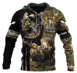 Moose Hunting Bone 3D All Over Print | Hoodie | Unisex | Full Size | Adult | Colorful | HT5267