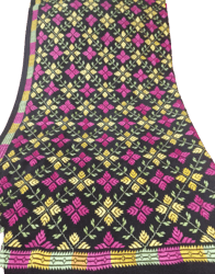 Fabric Khaddar Phulkari Hand Embroidery Shawl Black Color Large Size