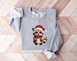 Christmas Racoon Sweatshirt,Christmas Shirts,Cute Raccoon Shirt,Xmas Raccoon Shirt,Christmas Gift,Merry Christmas Shirt,