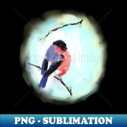 Bullfinch on the tree painting - Creative Sublimation PNG Download - Enhance Your Apparel with Stunning Detail