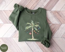 Christmas Palm Tree Shirt, Tropical Xmas Gift, Florida Christmas shirt, Beach Aloha Christmas Tee, Santa July Hawaiian S