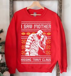I Saw Mother Kissing Travis Kelce Christmas Sweatshirt, Kelce Shirt, Vintage Kansas City Football, Kelce Kansas City Foo