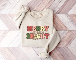 Merry And Bright Sweatshirt, Christmas Shirts, Womens Christmas Sweatshirt, Christmas Gift, Merry Christmas Sweatshirt,