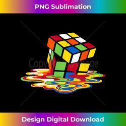 Melting Cube Funny Rubik Rubix Rubics Player Cube Long Sleeve - Innovative PNG Sublimation Design - Challenge Creative Boundaries