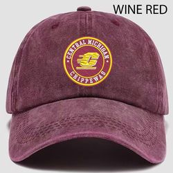 Central Michigan Chippewas NCAA Embroidered Distressed Hat, NCAA Central Michigan Logo Embroidered Hat, Baseball Cap