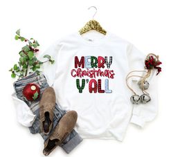 Merry Christmas Yall Sweatshirt, Christmas Shirts, Family Christmas Pajamas, Christmas Gift, Merry Christmas Yall Crewne