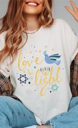 Peace Love Light Comfort Colors Shirt , Peace TShirt , Hanukkah Chanukah T-Shirt , Love and Light Shirt , Menorah Shirt