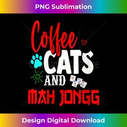 Womens Coffee Cats and Mah Jongg Fun To Play Mahjong Tee's V-Neck - Crafted Sublimation Digital Download - Lively and Captivating Visuals