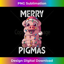 Merry Pigmas Pig Christmas Santa Pig Xmas Lights Farmer Long Sleeve - Classic Sublimation PNG File - Ideal for Imaginative Endeavors