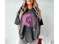 Sunflower Breast Cancer Comfort Colors Shirt , Breast Cancer Awareness Shirt , Pink Ribbon Shirt , Breast Cancer Shirt ,