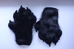 Black Five Finger Fursuit Paws