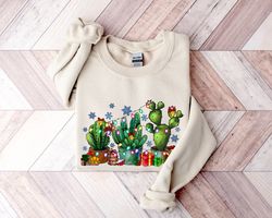Christmas Cactus Sweater,Christmas Sweatshirt,Christmas Plant Mom Gift,Christmas Gift,Xmas Holiday Gift,Christmas Cactus