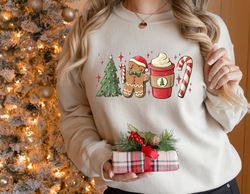Christmas Coffee Sweatshirts,Christmas Sweatshirt,Soft Cotton Holiday Tee,Comfortable Holiday T-shirt,Womens Christmas S
