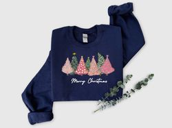 Cute Christmas Trees Sweatshirt, Merry Christmas Sweatshirt,Womens Christmas Sweatshirt,  Holiday Sweater, Womens Holida