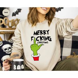 Christmas Grinch Long Sleeve Shirt, Merry Christmas Sweatshirt, Funny Grinch Hoodies, Sarcastic Holiday Gifts, Womens Cl