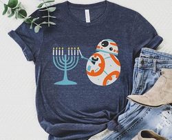 BB-8 with Hanukkah Menorah Shirt, Star Wars Droid Happy Hanukkah T-shirt, Festival of Lights, Galaxys Edge Trip, Disney
