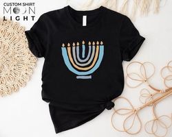 Cute Modern Menorah,Happy Hanukkah Shirt,Jewish Gift,Light Shirt,Star Of David,Menorah Shirt,Hanukkah Gift for Her,Chanu