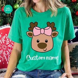 Customized Christmas Shirt, Custom Reindeer T-Shirt, Personalized Christmas Bodysuit, Christmas Gift, Merry Christmas Ts