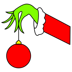 Grinch hand with Christmas ball SVG, Grinch hand with ornament SVG, Grinch hand svg