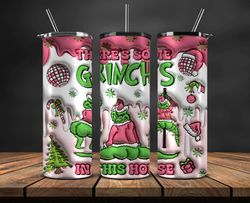 Christmas 20oz Tumbler Wrap PNG, Christmas 3D Inflated Puffy Tumbler Wrap Png, Grinchmas 20oz Png 301