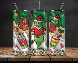 Grinchmas Christmas 3D Inflated Puffy Tumbler Wrap Png, Christmas 3D Tumbler Wrap, Grinchmas Tumbler PNG 138