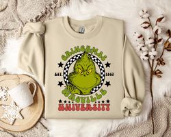grinch chritmas sweatshirt, cozy dr. seuss, inspired college apparel - unique christmas gift - soft jumper