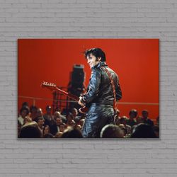 Elvis Presley Canvas, American Singer in Red Background Poster, Wall Art Decoration, Elvis Presley Wall Art Print, Ready