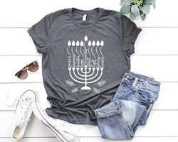 Happy Hanukkah Shirt, Menorah Hanukkah, Jewish Holiday Adult Shirt, Jewish Shirt, Chanukah Shirt, Gift For Hanukkah