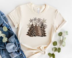 Leopard Christmas Trees Shirt, Merry Christmas Shirt, Christmas Tree Shirt, Leopard T-Shirt, Holiday Shirt, Leopard Prin