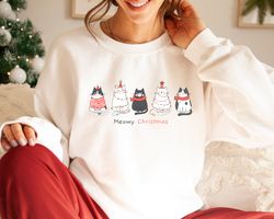 Meowy Christmas Sweatshirt and Hoodie, Christmas Cat Shirt, Merry Christmas, Cat Lover Shirt, Christmas Gift, Christmas