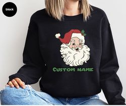 personalized christmas gifts, merry christmas sweatshirts, santa claus hoodies, custom holiday gift, customized xmas lon