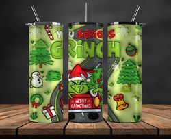 Grinchmas Christmas 3D Inflated Puffy Tumbler Wrap Png, Christmas 3D Tumbler Wrap, Grinchmas Tumbler PNG 06